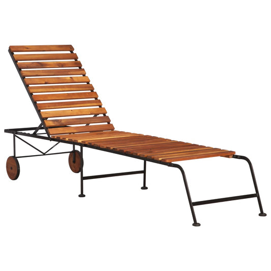 vidaXL Sun Lounger | Brown | Solid Acacia wood, Steel | Standard