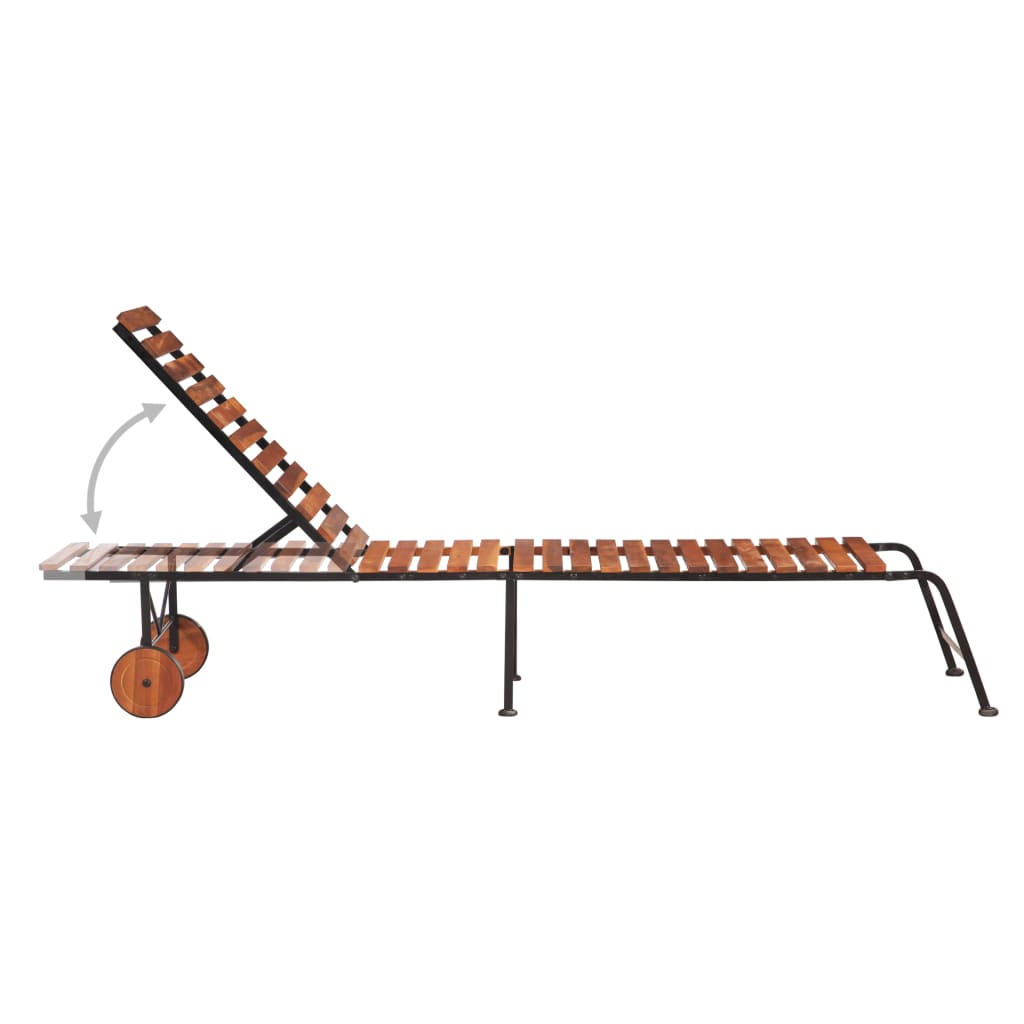 vidaXL Sun Lounger | Brown | Solid Acacia wood, Steel | Standard