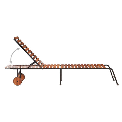 vidaXL Sun Lounger | Brown | Solid Acacia wood, Steel | Standard