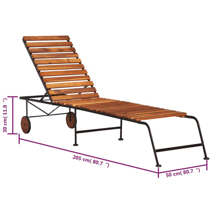 vidaXL Sun Lounger | Brown | Solid Acacia wood, Steel | Standard