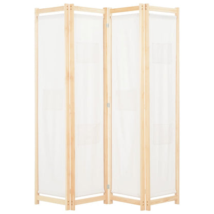 vidaXL 4-Panel Room Divider Cream 160x170x4 cm Fabric