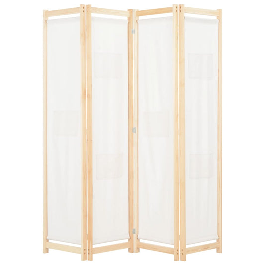 248173 vidaXL 4-Panel Room Divider Cream 160x170x4 cm Fabric