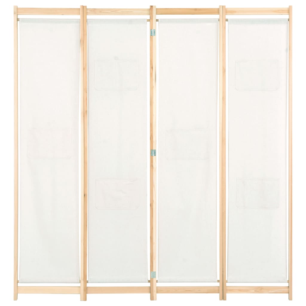 vidaXL 4-Panel Room Divider Cream 160x170x4 cm Fabric