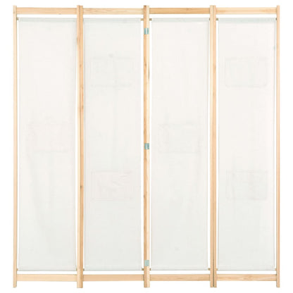 vidaXL 4-Panel Room Divider Cream 160x170x4 cm Fabric