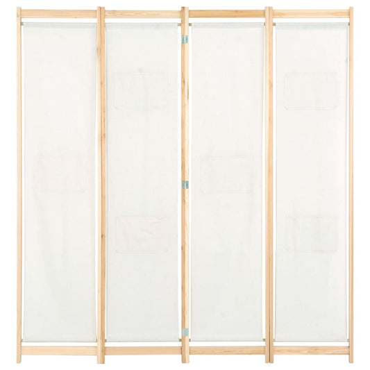 vidaXL 4-Panel Room Divider Cream 160x170x4 cm Fabric