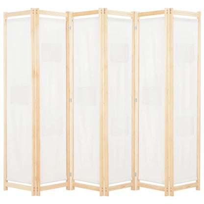vidaXL 6-Panel Room Divider Cream 240x170x4 cm Fabric