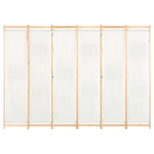 248174 vidaXL 6-Panel Room Divider Cream 240x170x4 cm Fabric