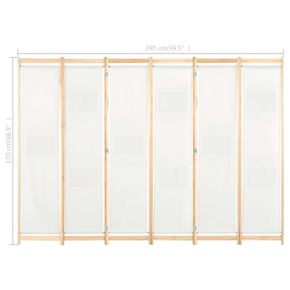 vidaXL 6-Panel Room Divider Cream 240x170x4 cm Fabric