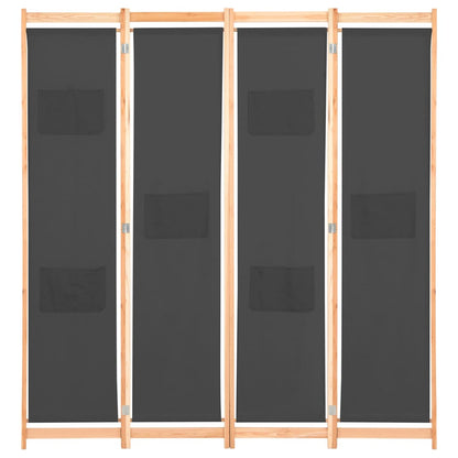 vidaXL 4-Panel Room Divider Grey 160x170x4 cm Fabric