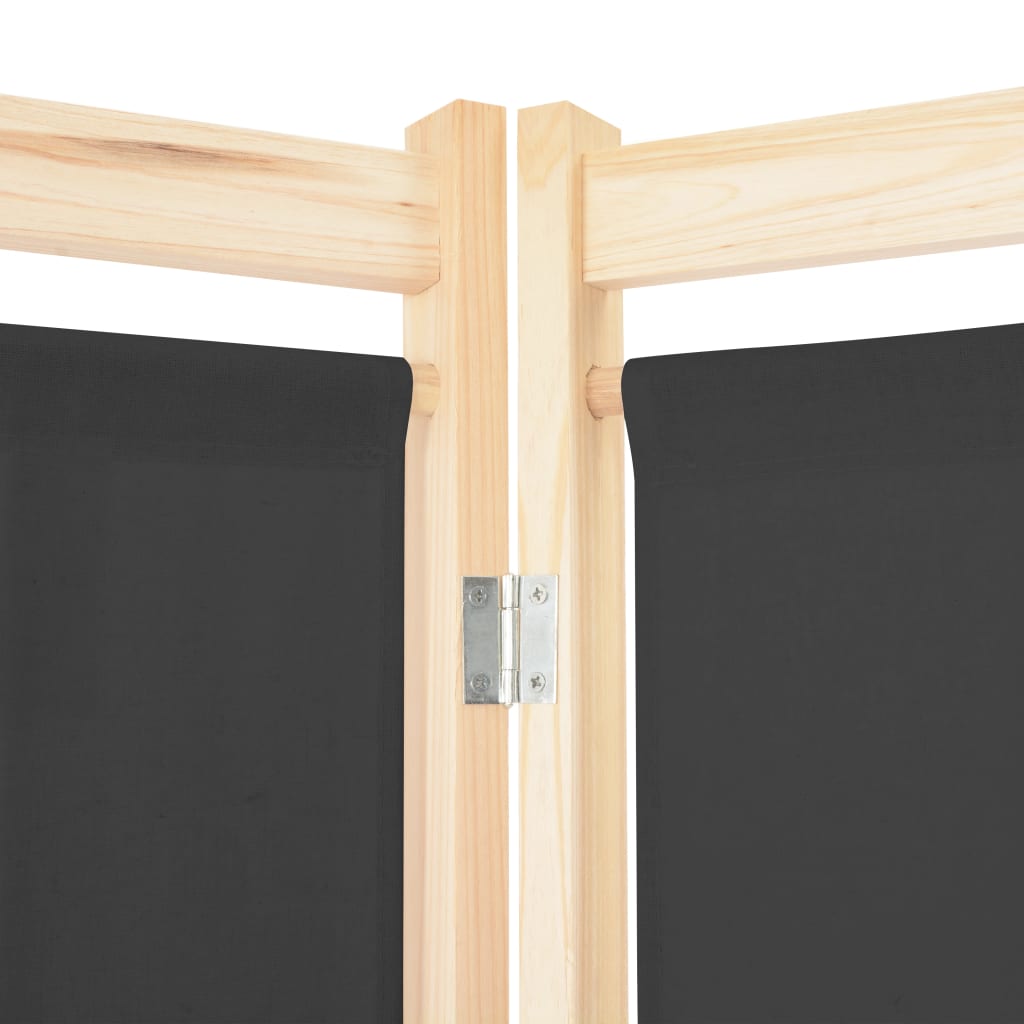 vidaXL 4-Panel Room Divider Grey 160x170x4 cm Fabric