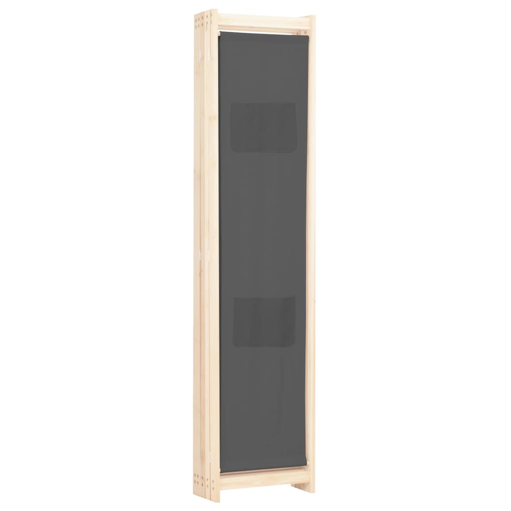 vidaXL 5-Panel Room Divider Grey 200x170x4 cm Fabric