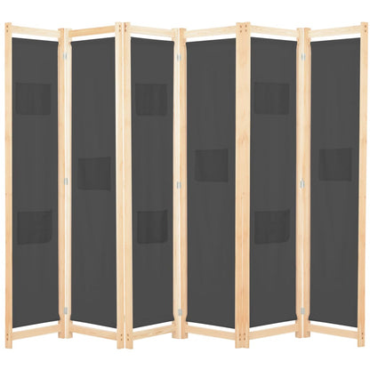 vidaXL 6-Panel Room Divider Grey 240x170x4 cm Fabric