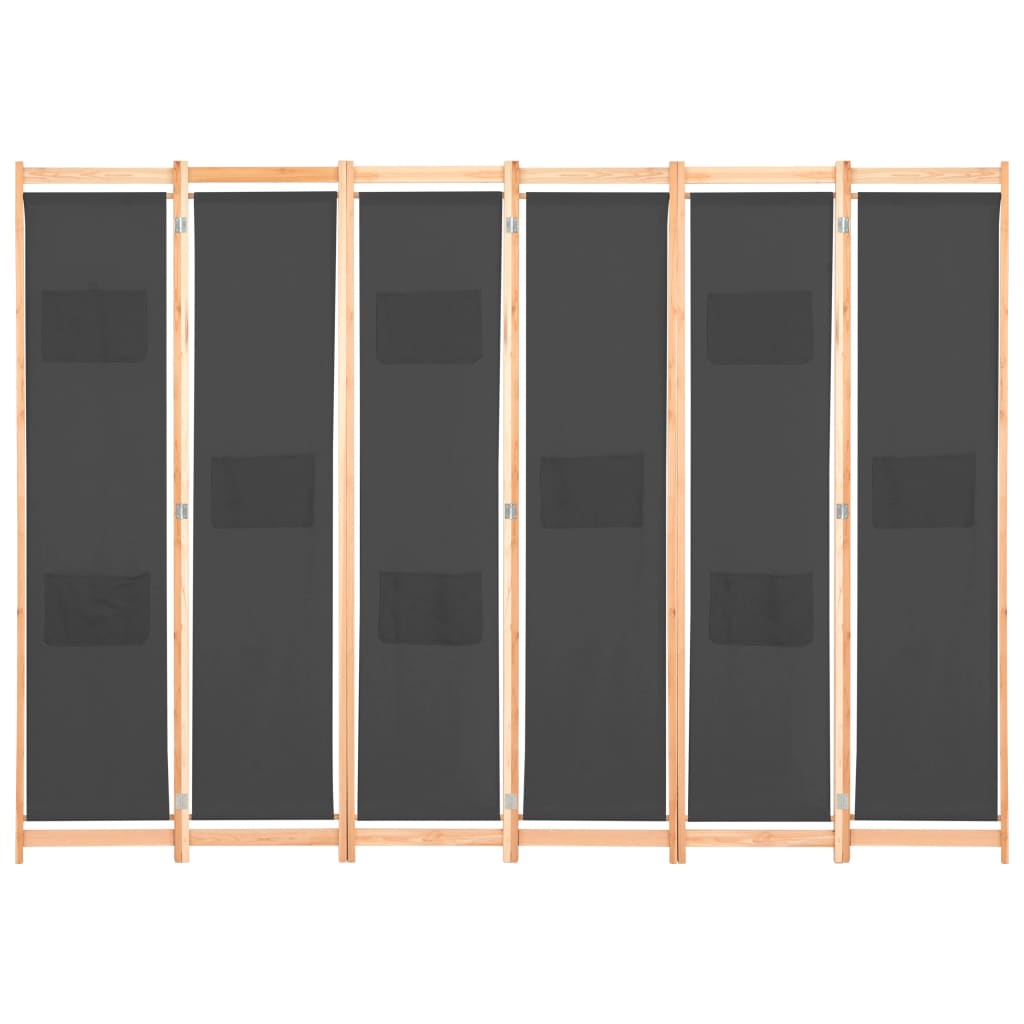 vidaXL 6-Panel Room Divider Grey 240x170x4 cm Fabric