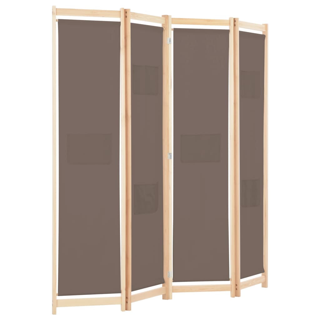 vidaXL 4-Panel Room Divider Brown 160x170x4 cm Fabric