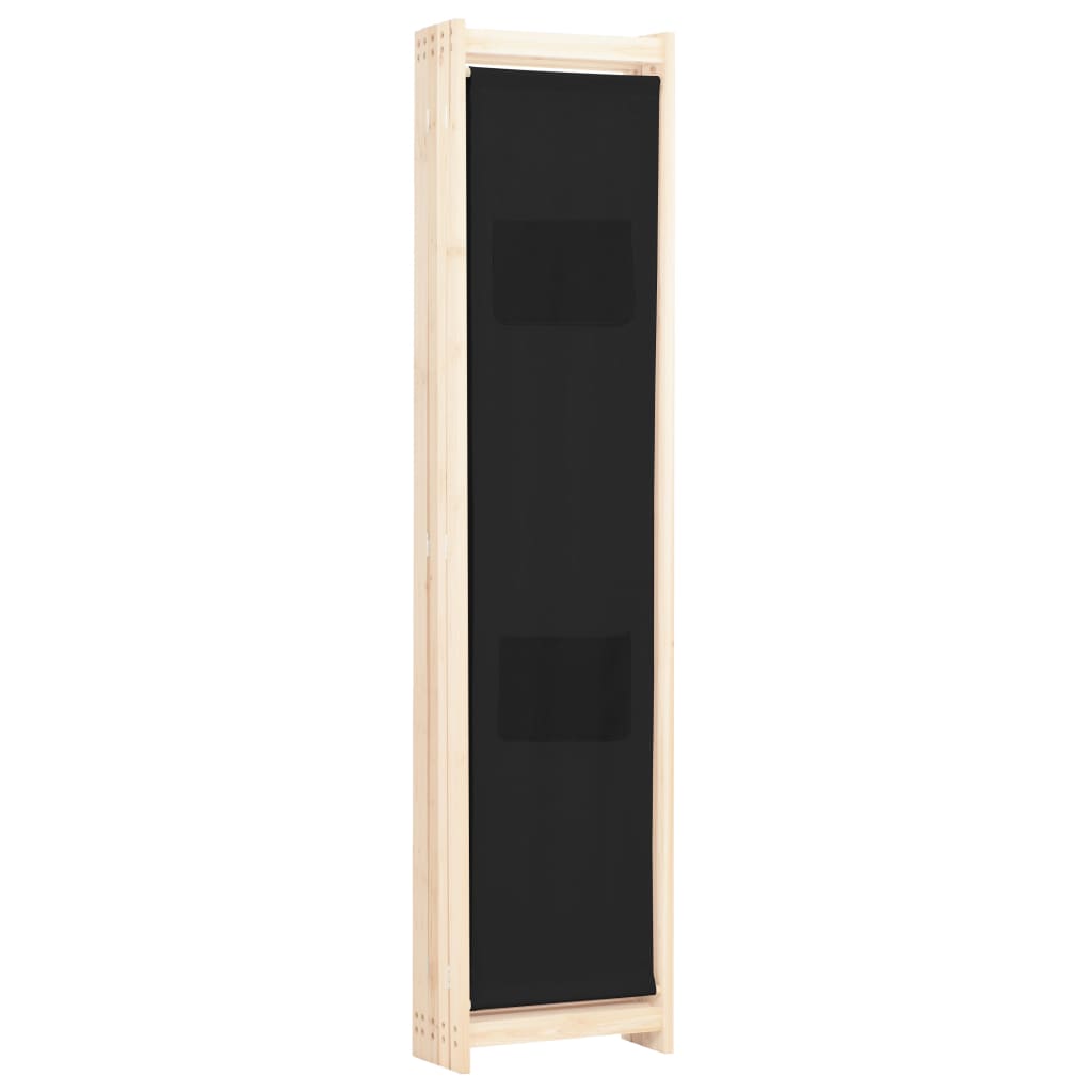 vidaXL 5-Panel Room Divider Black 200x170x4 cm Fabric