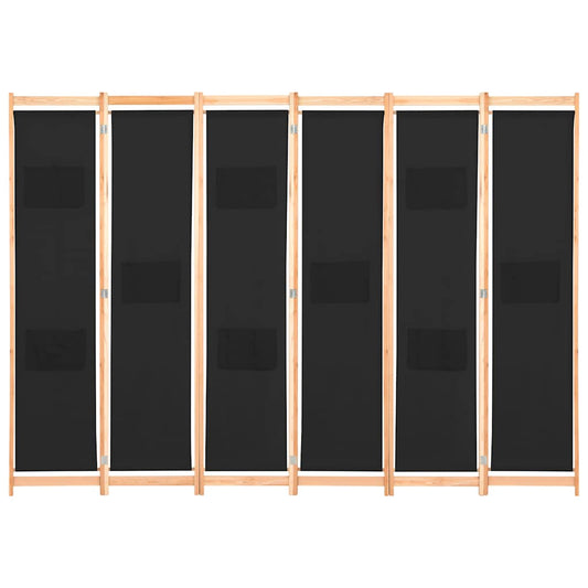 vidaXL 6-Panel Room Divider Black 240x170x4 cm Fabric