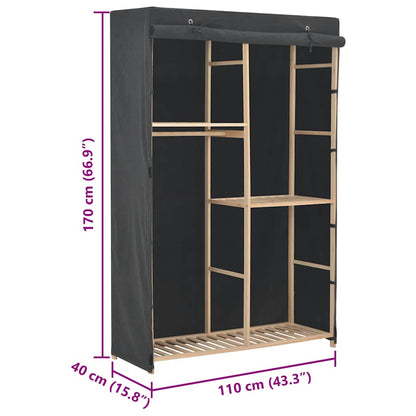 248188 vidaXL 3-Tier Wardrobe Grey 110x40x170 cm Fabric