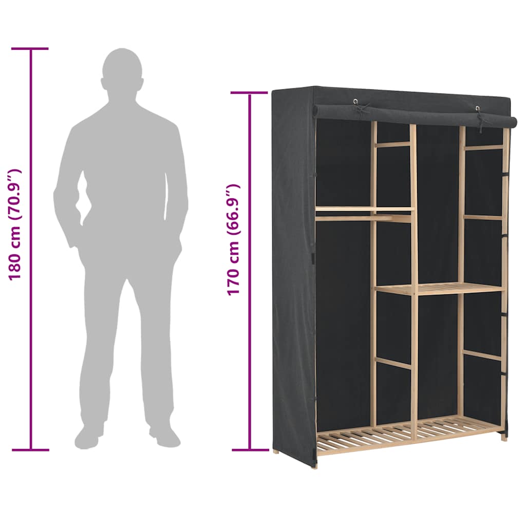 vidaXL Wardrobe | Grey | Cotton, Polyester, Solid Fir Wood | Medium | Wardrobe