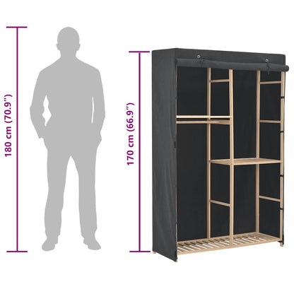 vidaXL Wardrobe | Grey | Cotton, Polyester, Solid Fir Wood | Medium | Wardrobe