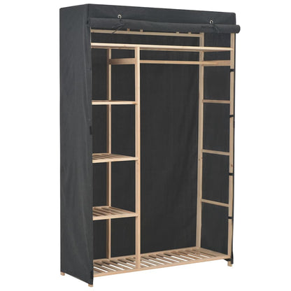 vidaXL Wardrobe | Grey | Cotton and Polyester fabric with Fir wood frame