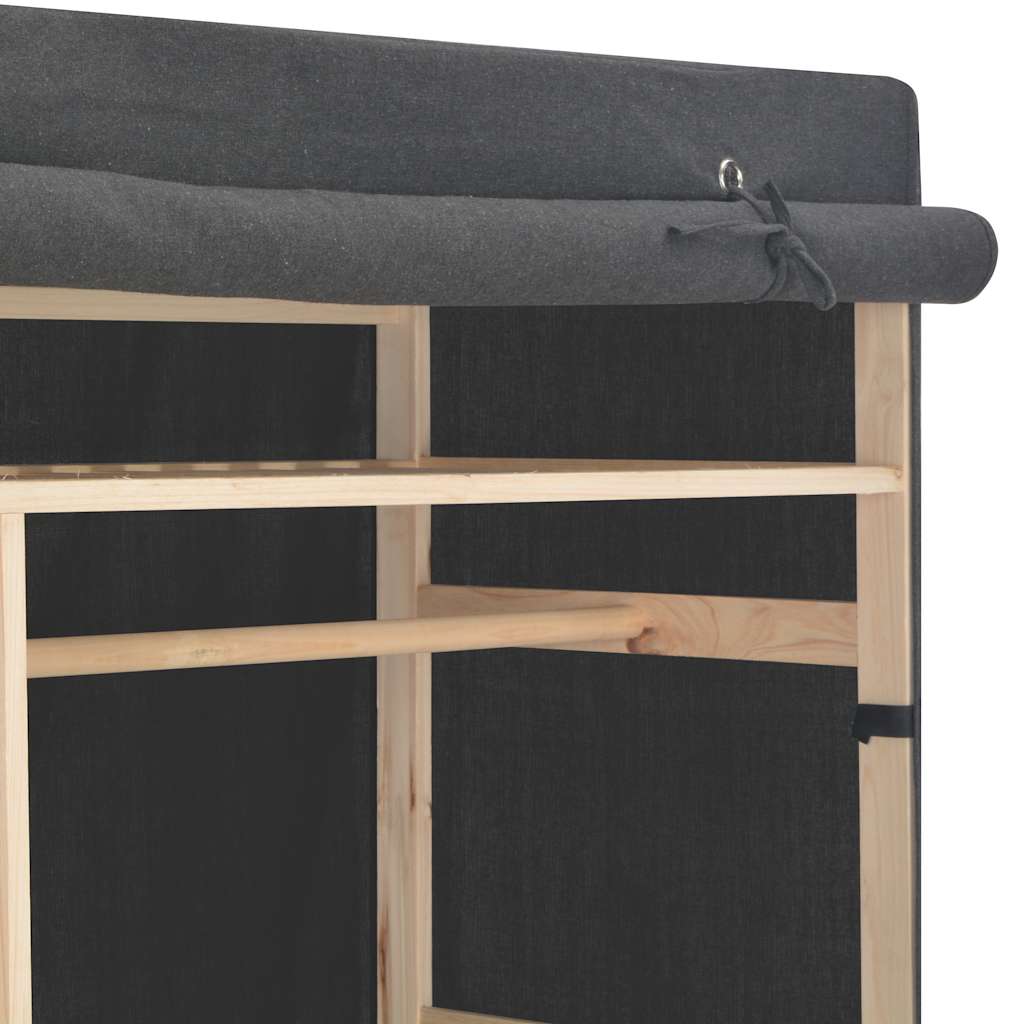 vidaXL Wardrobe | Grey | Cotton and Polyester fabric with Fir wood frame