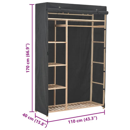 vidaXL Wardrobe | Grey | Cotton and Polyester fabric with Fir wood frame