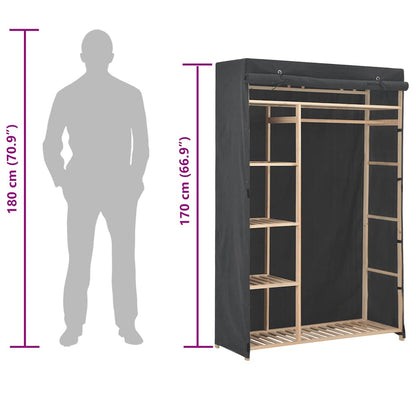 vidaXL Wardrobe | Grey | Cotton and Polyester fabric with Fir wood frame