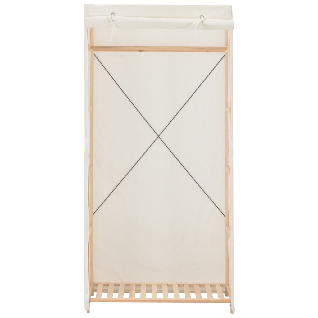 vidaXL Wardrobe | White | Fabric and solid fir wood frame | 79 x 40 x 170 cm
