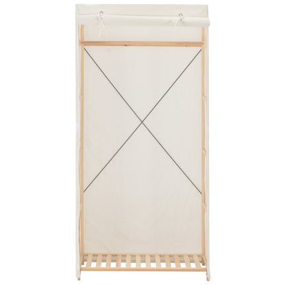 vidaXL Wardrobe | White | Fabric and solid fir wood frame | 79 x 40 x 170 cm