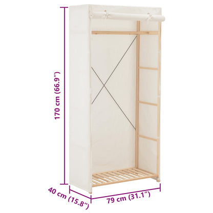 vidaXL Wardrobe | White | Fabric and solid fir wood frame | 79 x 40 x 170 cm