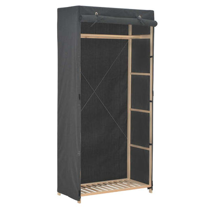 vidaXL Wardrobe | Grey | 60% Cotton, 40% Polyester Fabric, Solid Fir Wood