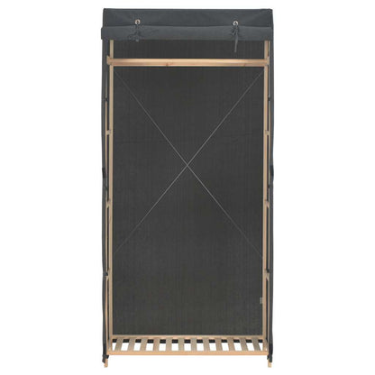 vidaXL Wardrobe | Grey | 60% Cotton, 40% Polyester Fabric, Solid Fir Wood