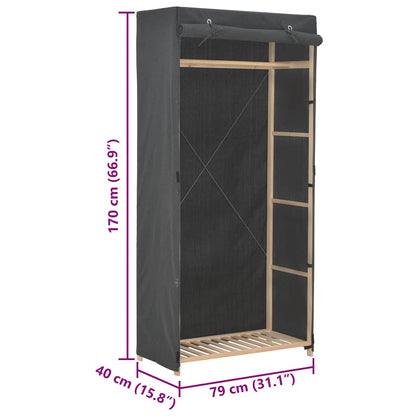 vidaXL Wardrobe | Grey | 60% Cotton, 40% Polyester Fabric, Solid Fir Wood