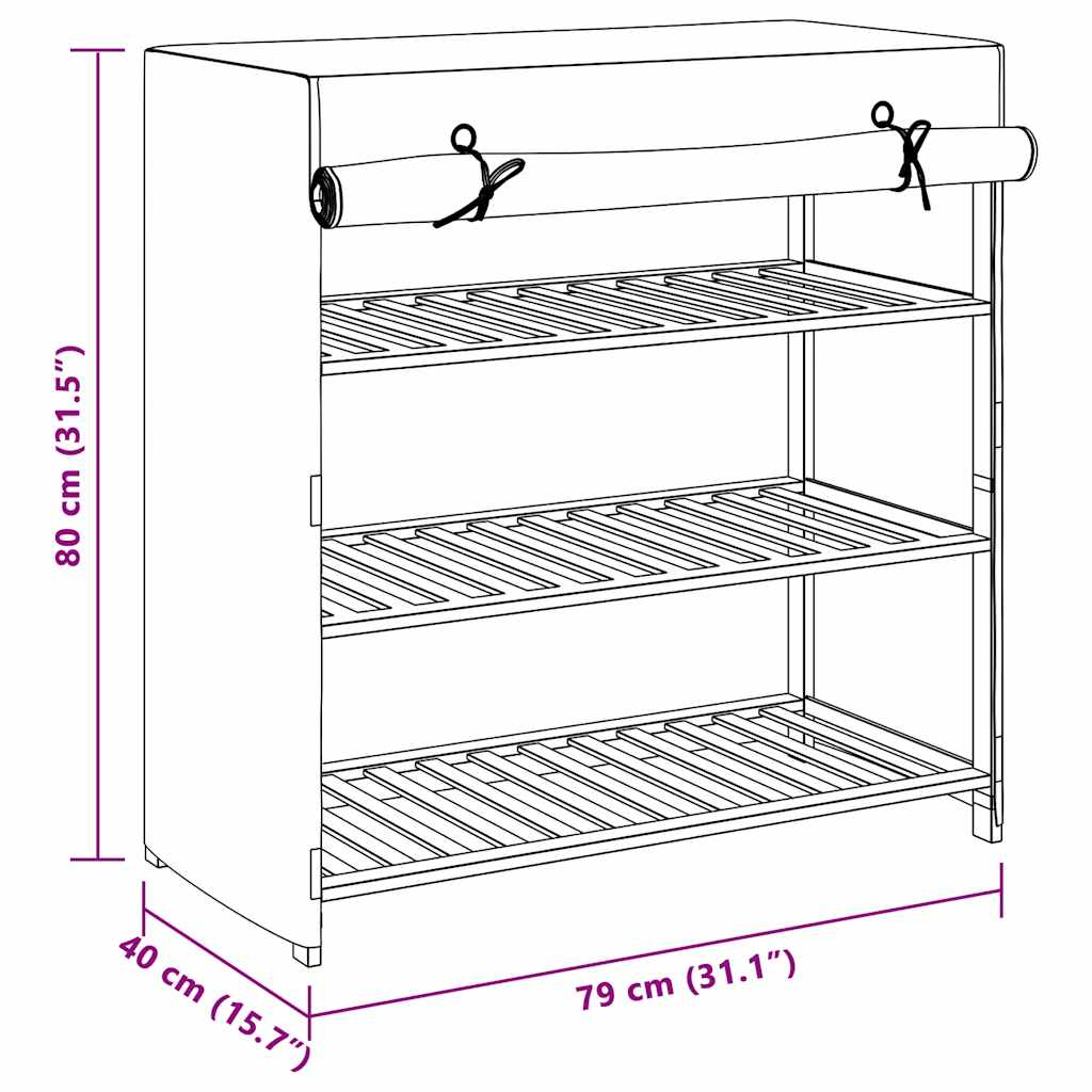 vidaXL Shoe Cabinet with Cover White 79x40x80 cm Fabric