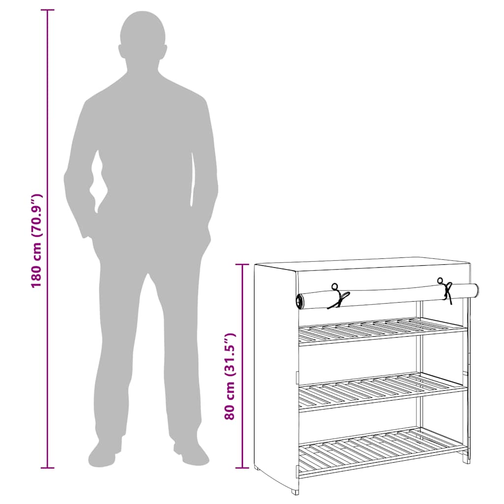 vidaXL Shoe Cabinet with Cover Grey 79x40x80 cm Fabric