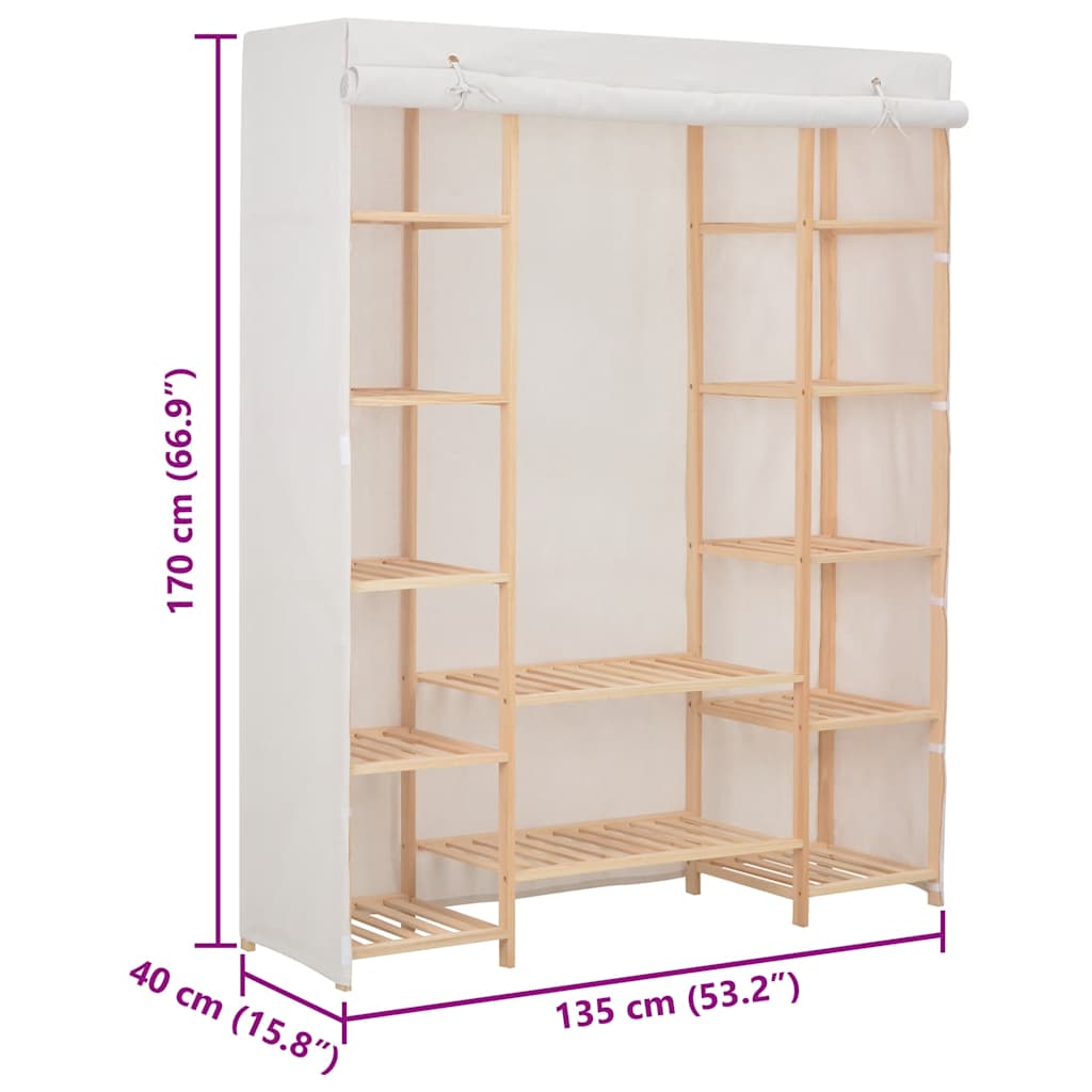 vidaXL Wardrobe White 135x40x170 cm Fabric