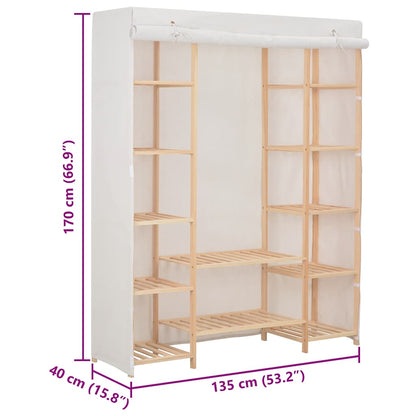 vidaXL Wardrobe White 135x40x170 cm Fabric