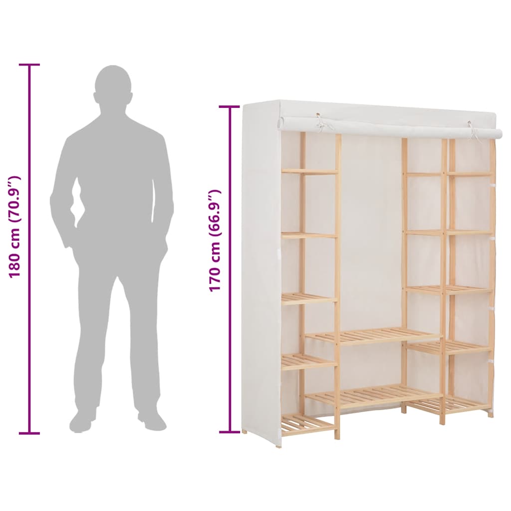 vidaXL Wardrobe White 135x40x170 cm Fabric