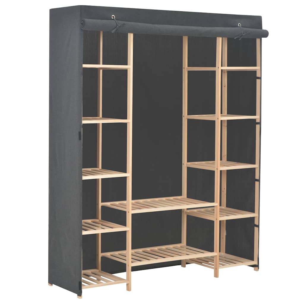 vidaXL Wardrobe | Grey | Fabric and solid fir wood | 135 cm x 40 cm x 170 cm