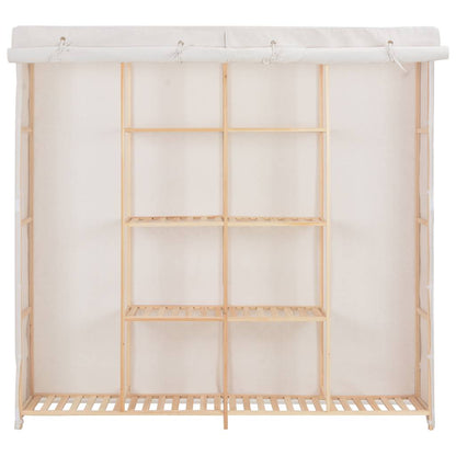 vidaXL Wardrobe | White | Cotton and Polyester fabric, Solid fir wood
