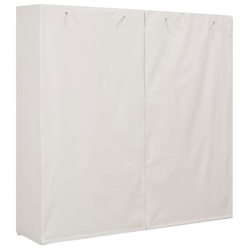 vidaXL Wardrobe | White | Cotton and Polyester fabric, Solid fir wood