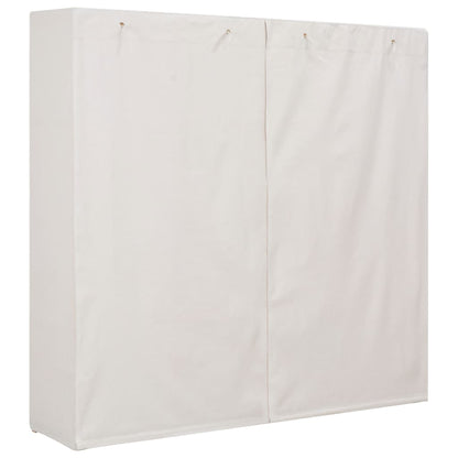 vidaXL Wardrobe | White | Cotton and Polyester fabric, Solid fir wood