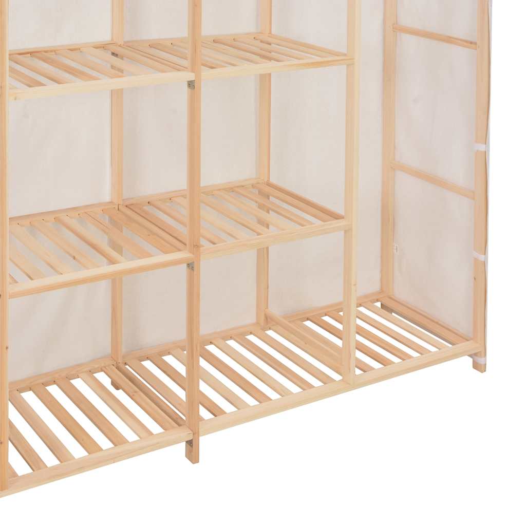vidaXL Wardrobe | White | Cotton and Polyester fabric, Solid fir wood