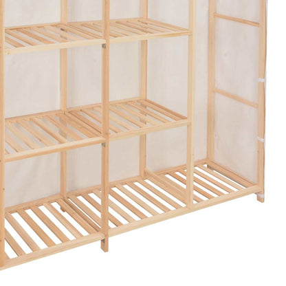 vidaXL Wardrobe | White | Cotton and Polyester fabric, Solid fir wood