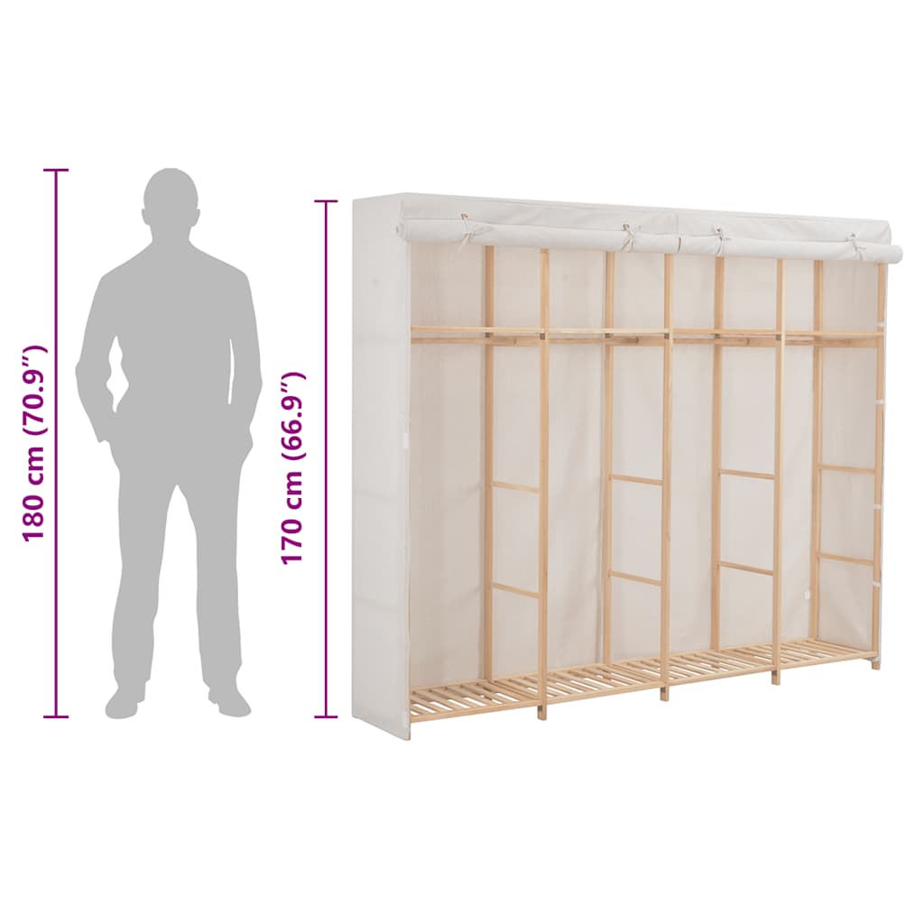 vidaXL Wardrobe White 200x40x170 cm Fabric