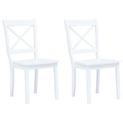 vidaXL Dining Chairs 2 pcs White Solid Rubber Wood