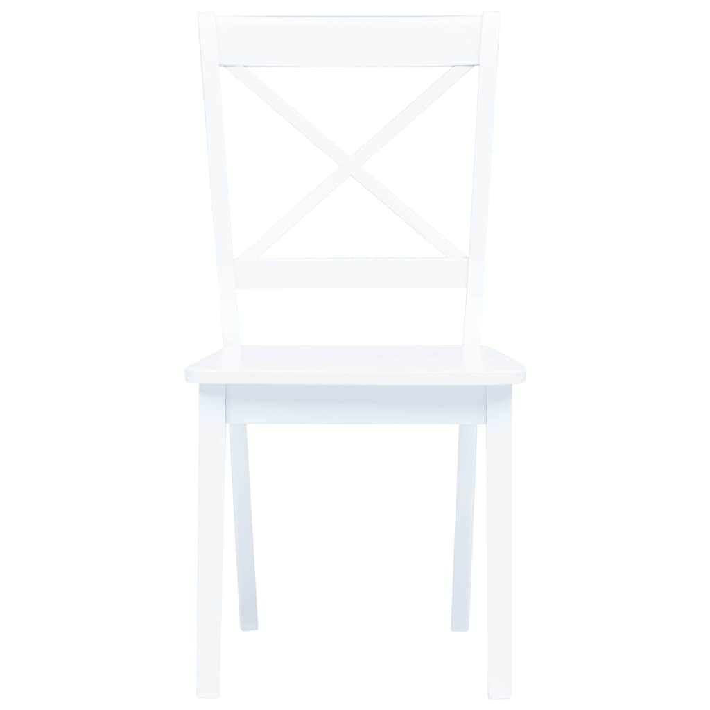 vidaXL Dining Chairs 2 pcs White Solid Rubber Wood