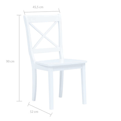 vidaXL Dining Chairs 2 pcs White Solid Rubber Wood