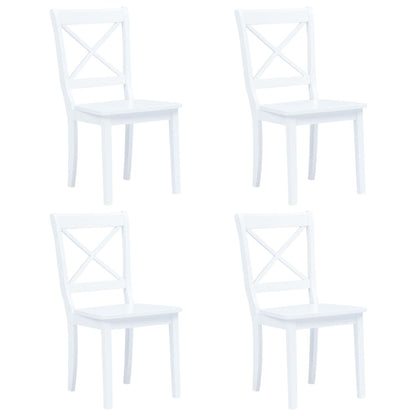 vidaXL Dining Chairs 4 pcs White Solid Rubber Wood
