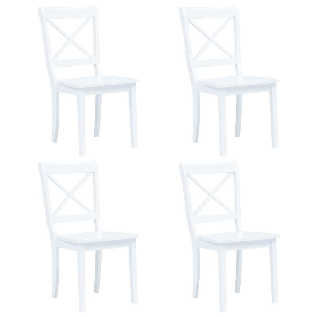 vidaXL Dining Chairs 4 pcs White Solid Rubber Wood
